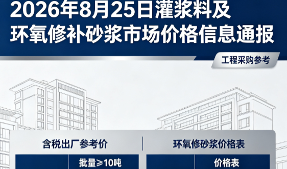 东路镇2026年8月25日灌浆料及环氧修补砂浆市场价格信息通报
